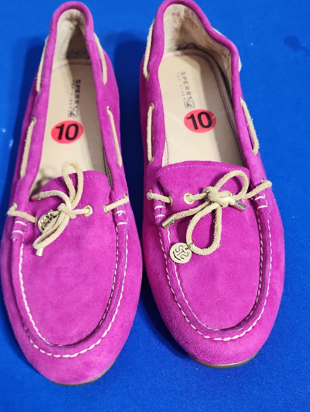 Sperry Magenta Suede Moccasin Boat Shoes